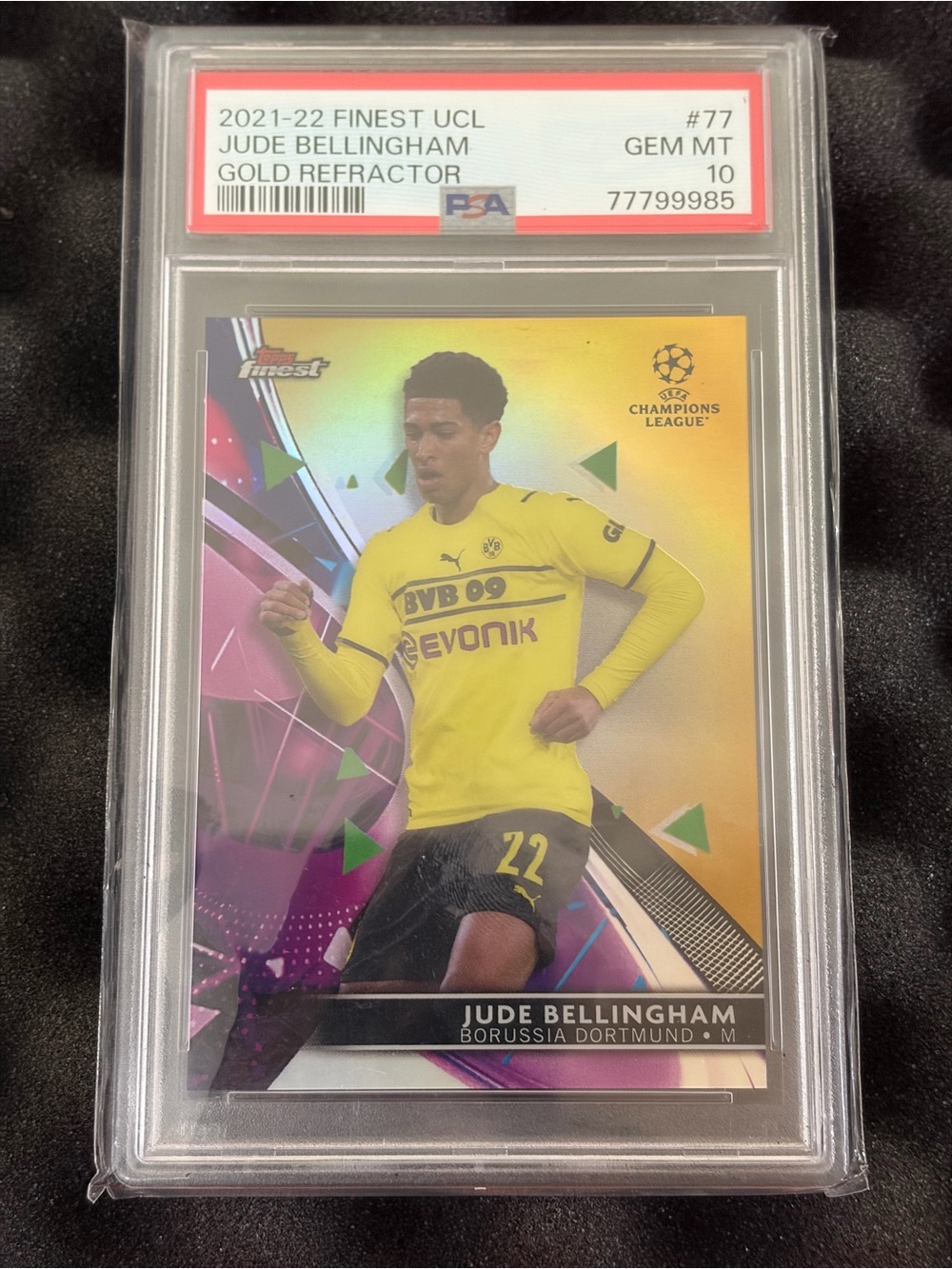 2021 Topps Finest Jude Bellingham Gold Refractor /50 #77 PSA 10 GM MINT 05/50